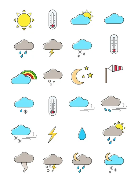 Set di icone delle previsioni meteo vettoriali — Vettoriale Stock