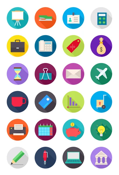 Color round business icons set — Stock Vector