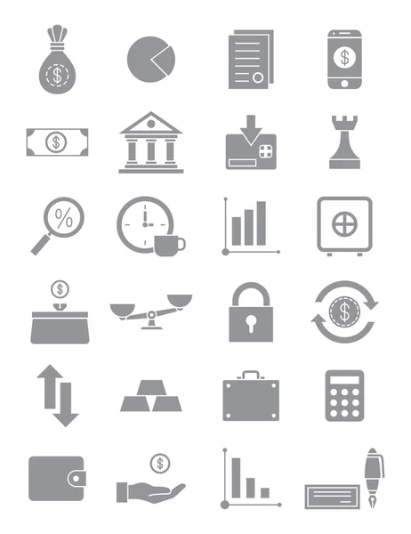 Gray finance icons set — Stock Vector
