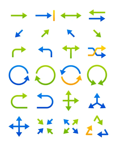 Blue-green arrows icons set