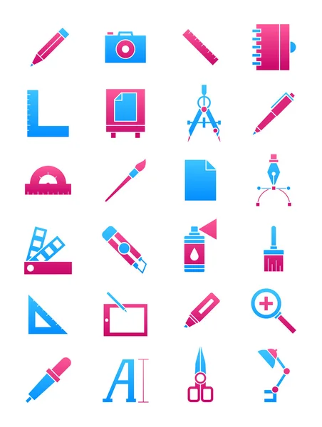 Roze-blauw ontwerpset pictogrammen — Stockvector