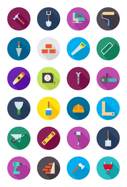 Conjunto de iconos de construcción redonda de color — Vector de stock