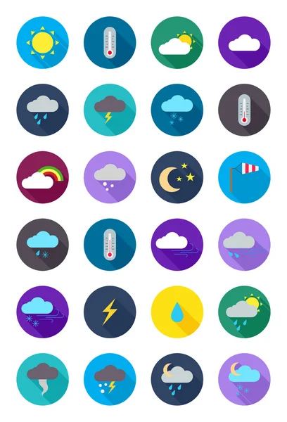 Kleur ronde weerbericht icons set — Stockvector