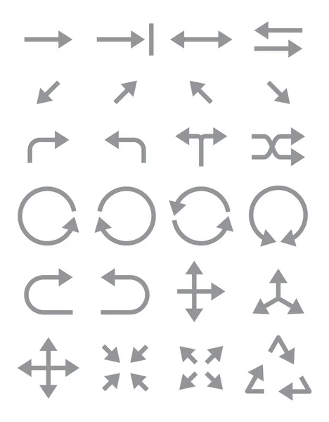 Flechas grises iconos conjunto — Vector de stock