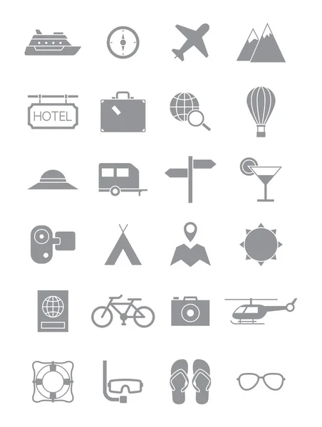 Conjunto de iconos de viaje gris — Vector de stock