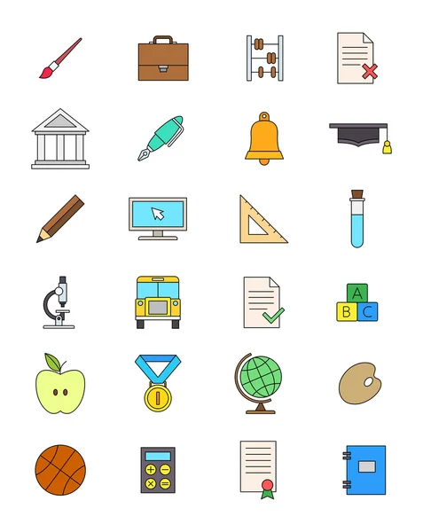 Conjunto de iconos de escuela de color — Vector de stock