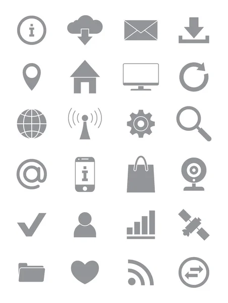 Set icone Internet grigio — Vettoriale Stock