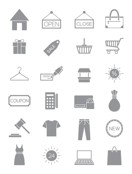 Set icone shopping grigio — Vettoriale Stock