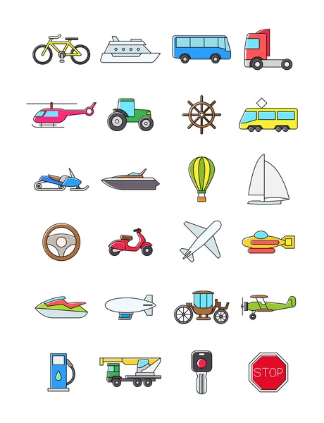 Färgglada transport ikoner set — Stock vektor