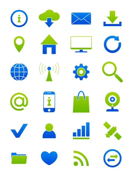 Ensemble d'icônes Internet bleu-vert — Image vectorielle