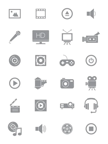灰色のマルチ メディア アイコンを設定 — ストックベクタ