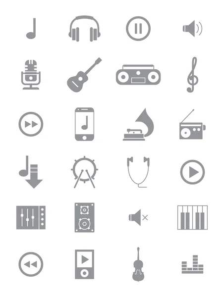 Conjunto de ícones de música cinza — Vetor de Stock