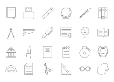 Eğitim siyah Icons set