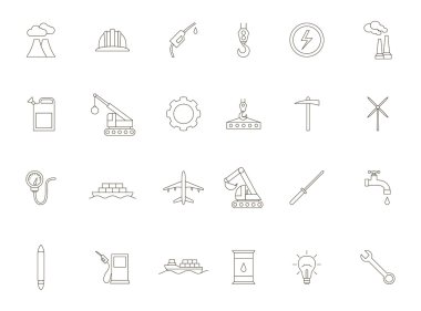 Sanayi siyah Icons set