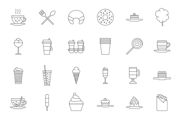 Set di icone nere del cibo della caffetteria — Vettoriale Stock
