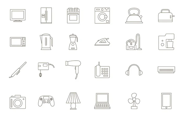 Electrodomésticos negro iconos conjunto — Vector de stock