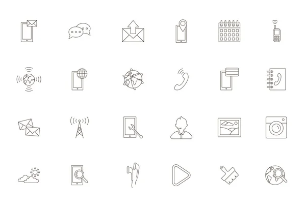 Mobile services black icons set — Stock Vector