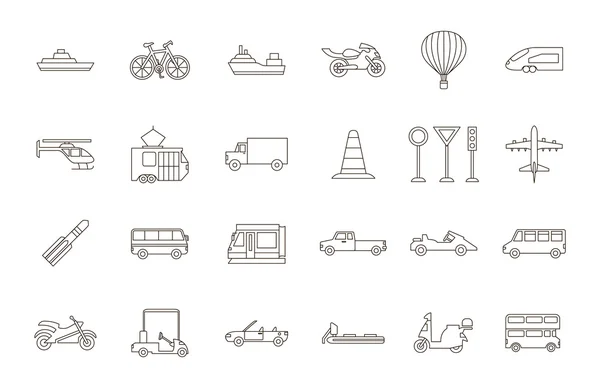 Ensemble d'icônes noires de transport — Image vectorielle