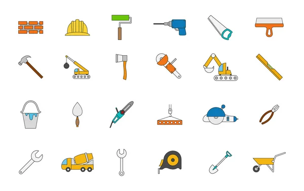 Construction colorful icons set — Stock Vector