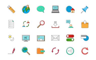 Internet vektör renkli simgeler kümesi