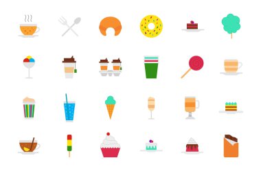 Kafeterya gıda vector Icons set