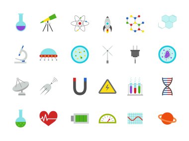 Bilim renkli vektör simgeler kümesi
