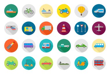 Ulaşım vektör yuvarlak simgeler kümesi