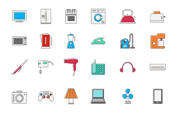 Appliances colorful vector icons set — Stock Vector