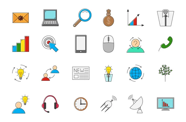 Business&communication vector colorful icons set — Stock Vector