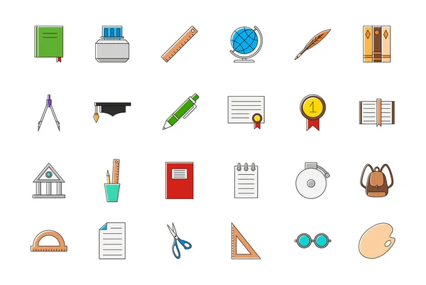 Ensemble d'icônes vectorielles colorées d'éducation — Image vectorielle