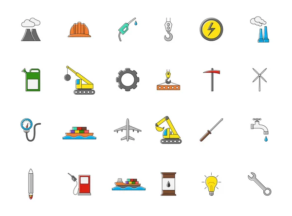 Conjunto de iconos vectoriales coloridos industria — Vector de stock