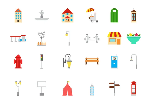 Set di icone vettoriali elementi della città — Vettoriale Stock