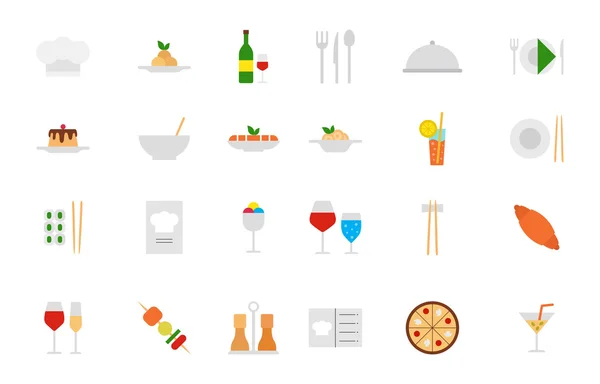 Set di icone vettoriali cibo ristorante — Vettoriale Stock