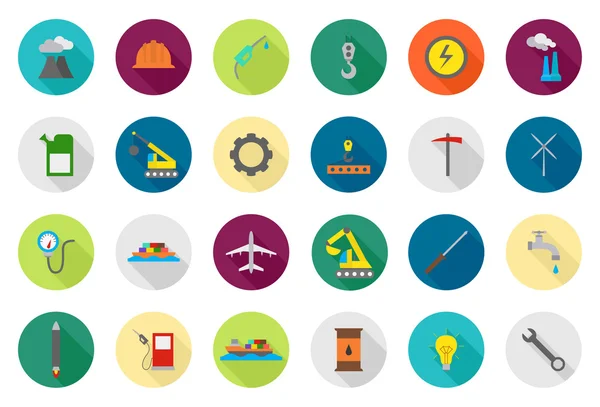 Industrie vector icons set ronde — Stockvector