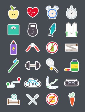 Sağlıklı yaşam izole vector Icons set
