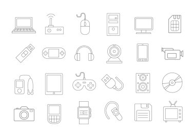 Becerikli alet ve ekipman vector Icons set