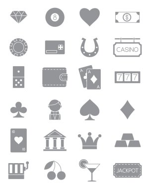 Şans oyunları gri vector Icons set