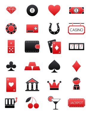 Şans oyunları siyah-kırmızı vector Icons set