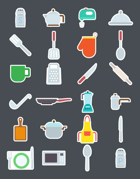 Objetos de cocina aislado vector iconos conjunto — Archivo Imágenes Vectoriales