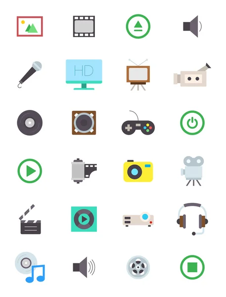 Set di icone vettoriali multimediali — Vettoriale Stock
