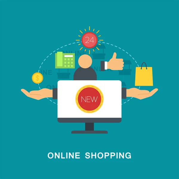 Vetor de compras online — Vetor de Stock