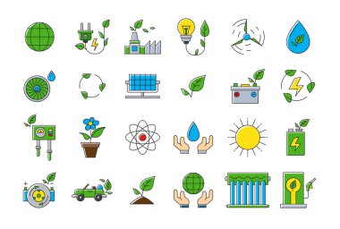 Renkli Eko vector Icons set