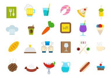 İzole diner vector Icons set
