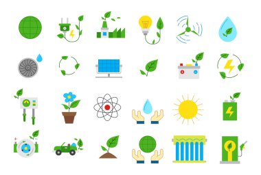 İzole Eko vector Icons set