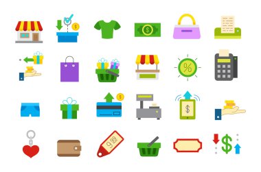İzole mağaza vector Icons set