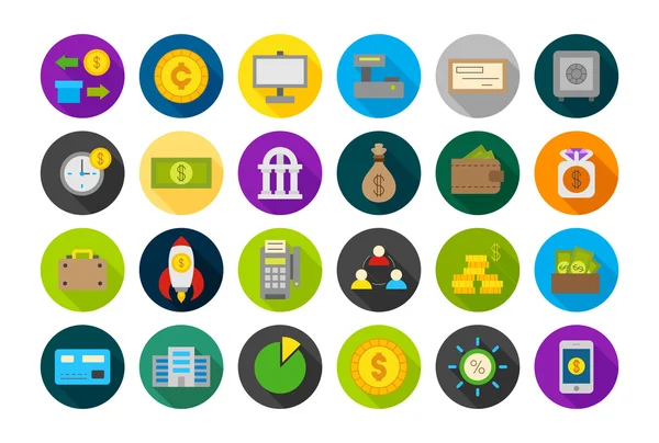 Banking round vector icons set — Stock Vector