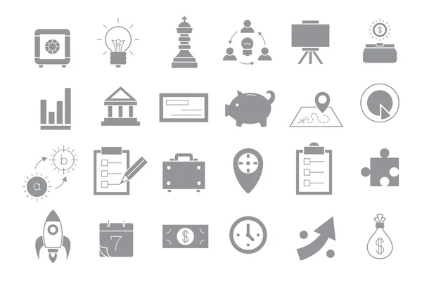 Ensemble d'icônes vectorielles de stratégie grise — Image vectorielle