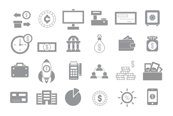 Conjunto de iconos vectoriales gris bancario — Archivo Imágenes Vectoriales