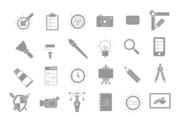 Set di icone vettoriali grigie di progettazione grafica — Vettoriale Stock