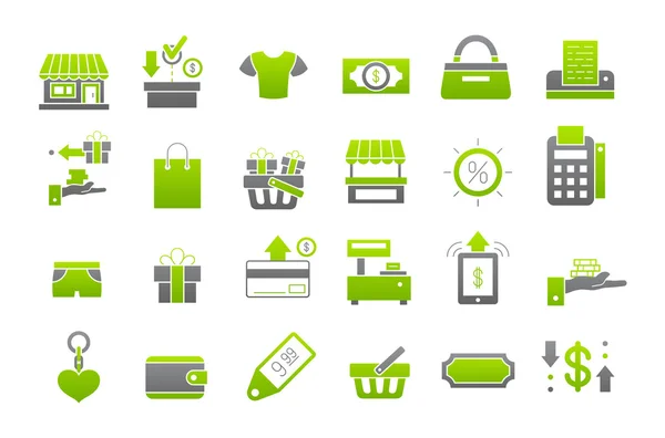 Store green-gray vector icons set — Stock Vector